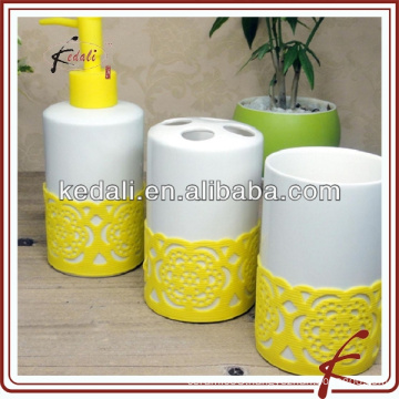 porcelain yellow bathroom set of 3